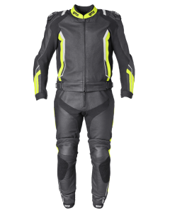 GR-1 2PC LEATHER SUIT BLACK/YELLOW/WHITE